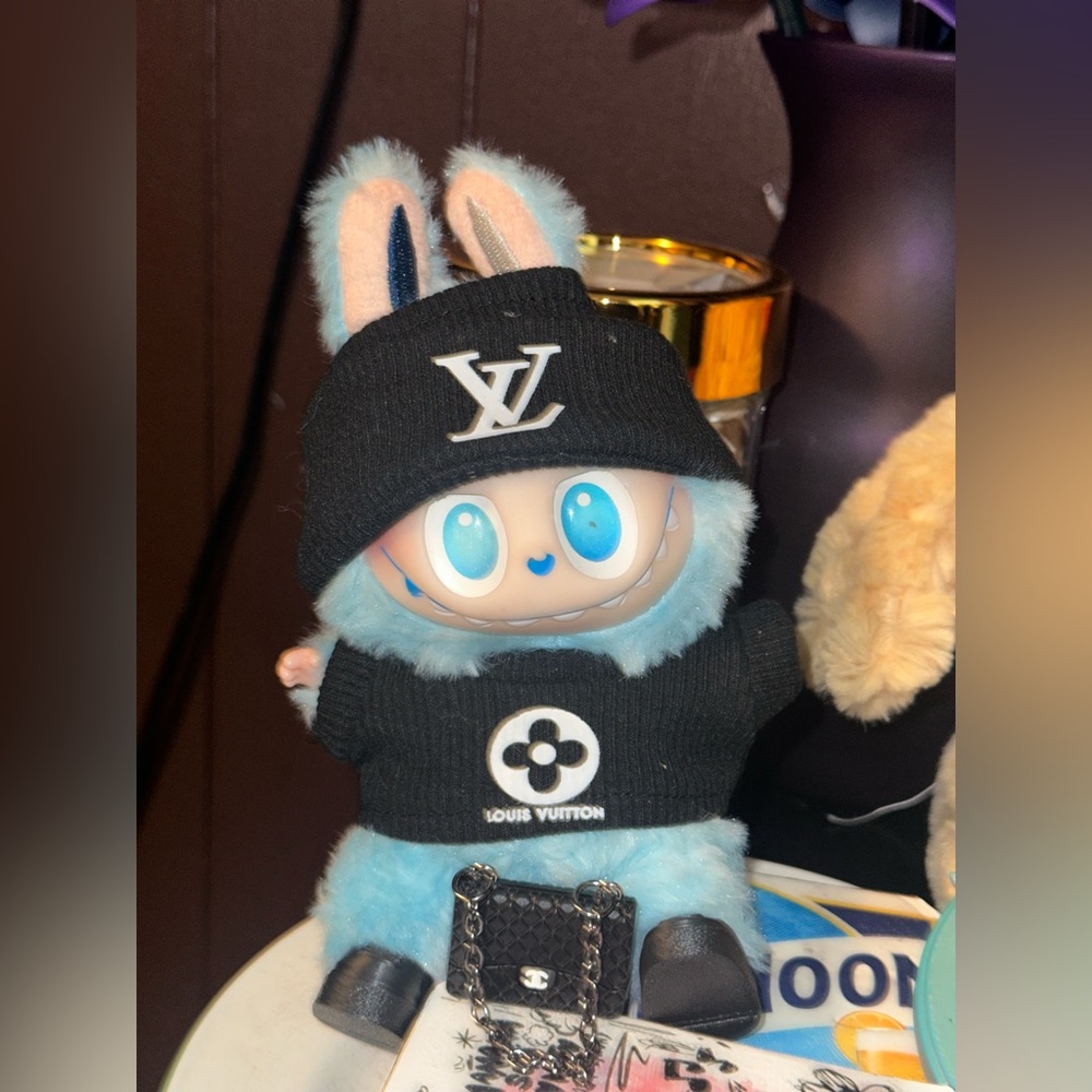 Labubu LV Black Outfit + 3D Printed Shoes + Purse - doll not included